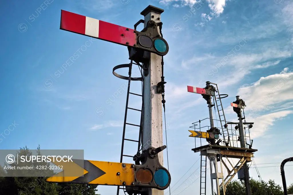 England, Essex, Castle Hedingham. Signals on the Colne Valley and Halstead railway.
