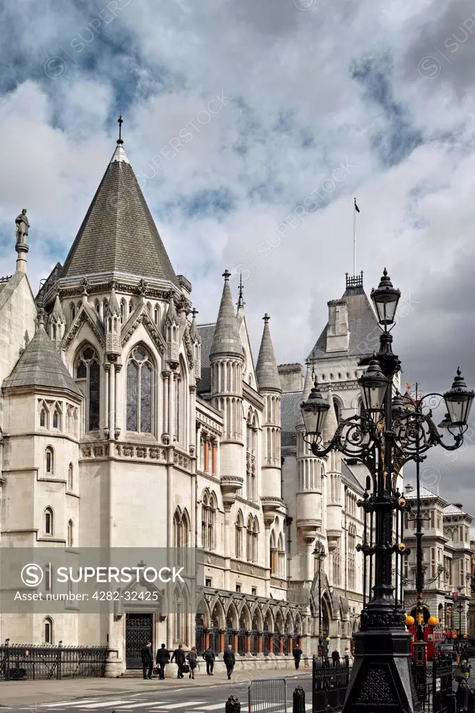 England, London, Royal Courts of Justice. Exterior of the Royal Courts of Justice in The Strand.