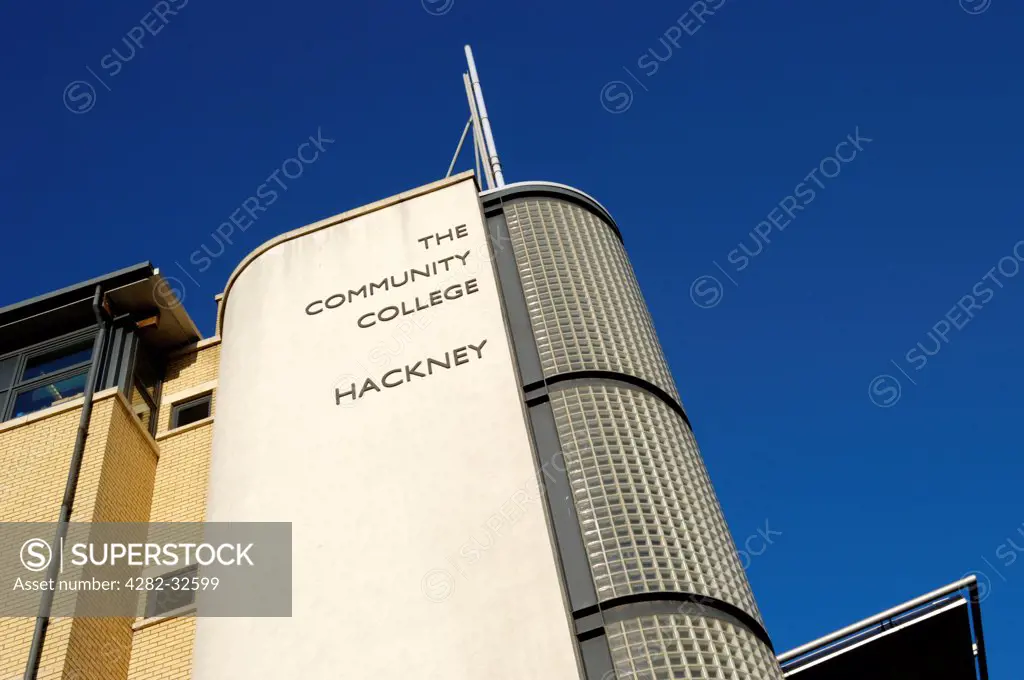 England, London, Hackney. Exterior of the Hackney Community College campus in Shoreditch.