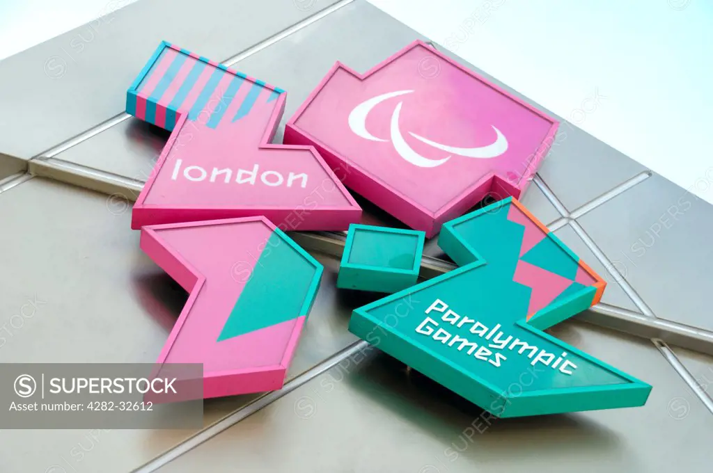 England, London, Trafalgar Square. London 2012 Paralympic logo.