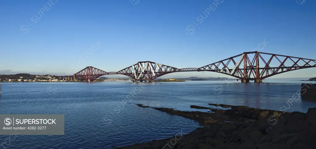 Scotland, City of Edinburgh, South Queensferry. The Forth Railway Bridge, completed in 1890, spanning the Firth of Forth.