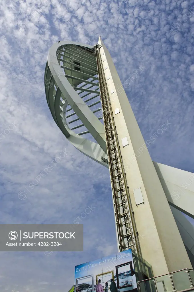 England, Hampshire, Portsmouth. Spinnaker Tower, a 170 metres high viewing tower on the waterfront at Gunwharf Quays.