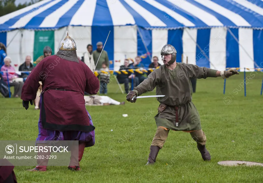 Scotland, Lanarkshire, Lanark. A Viking skirmish at Lanark 2011, Scotland's Festival of History.