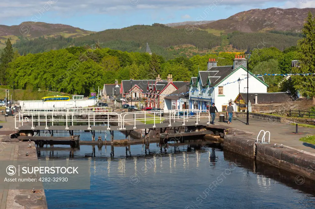 Scotland, Highland, Fort Augustus. Locks on the Caledonian Canal in Fort Augustus.
