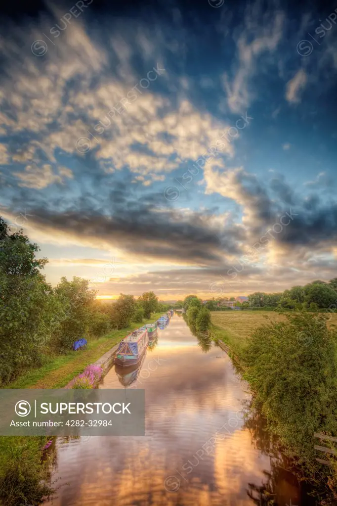 England, Nottinghamshire, Loughborough. A view from a bridge looking down on the Zouch Cut.