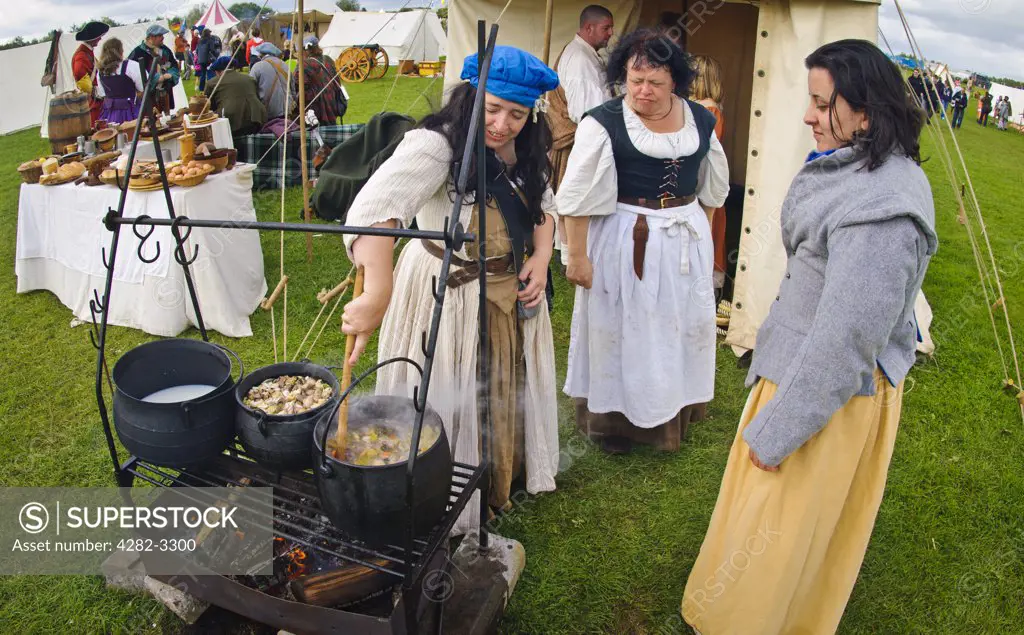 Scotland, Lanarkshire, Lanark. Medieval food being prepared at Lanark 2011, Scotland's Festival of History.