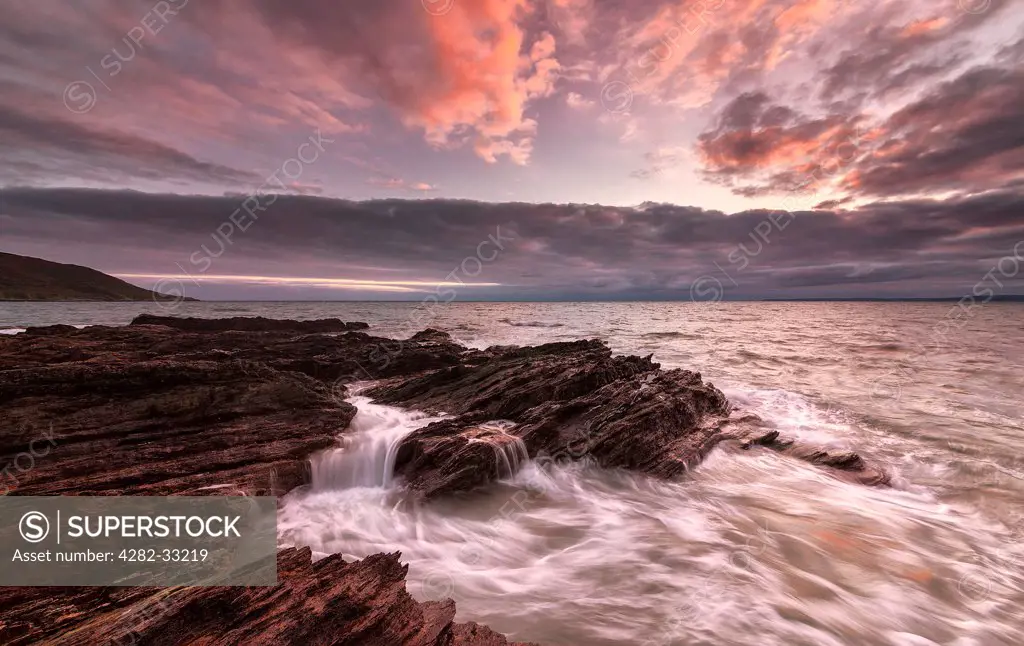 England, Cornwall, Millbrook. Looking out towards a raging storm at Whitsand Bay.