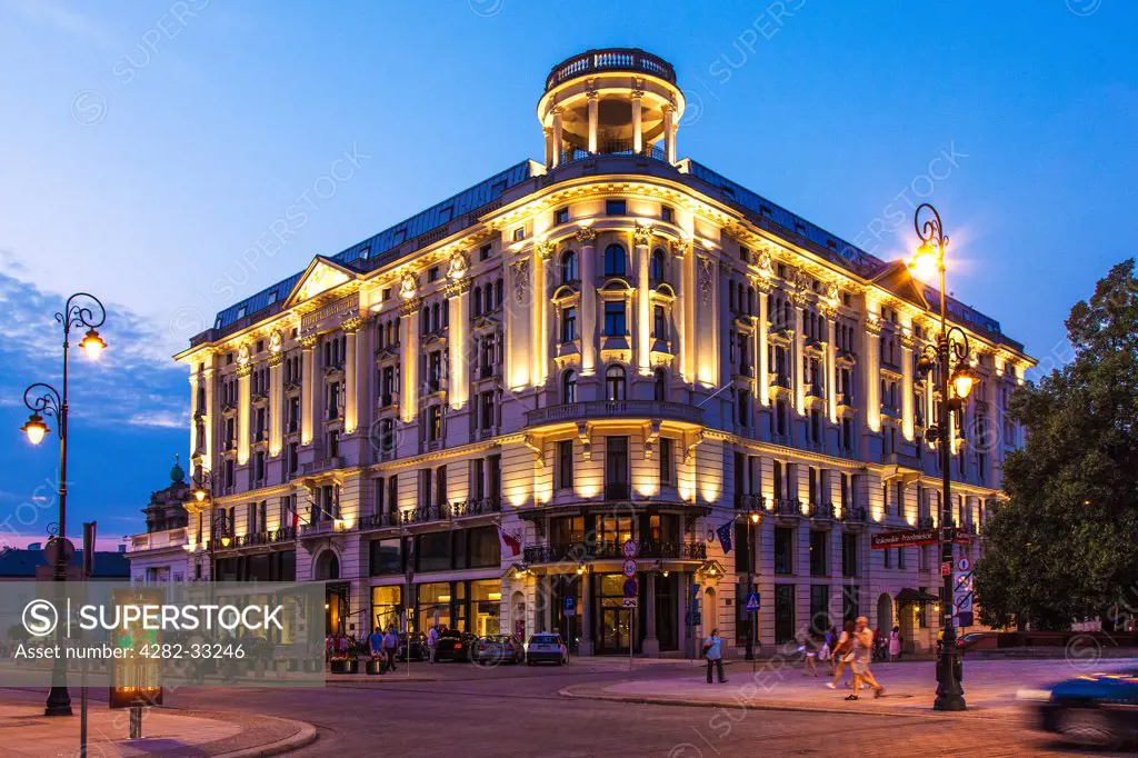 Poland, Mazovia Province, Warsaw. Exterior of the 5 star Hotel Bristol in the Krakowskie Przedmiescie in Warsaw.