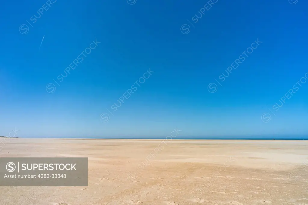 England, Norfolk, Holkham. The vast expanse of sand which is Holkham Beach.