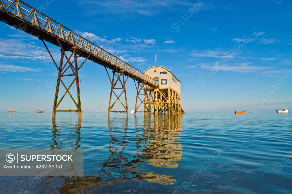England, West Sussex, Selsey. Selsey Lifeboat station seen from the beach.