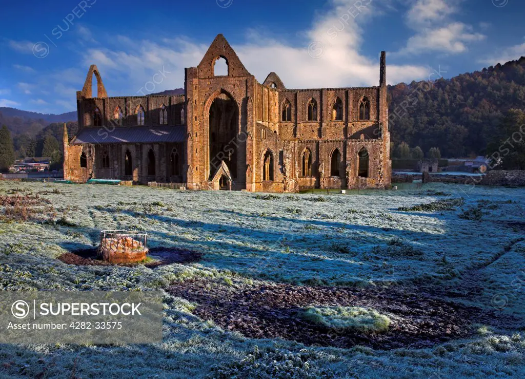 Wales, Monmouthshire, Tintern. A view of Tintern Abbey.