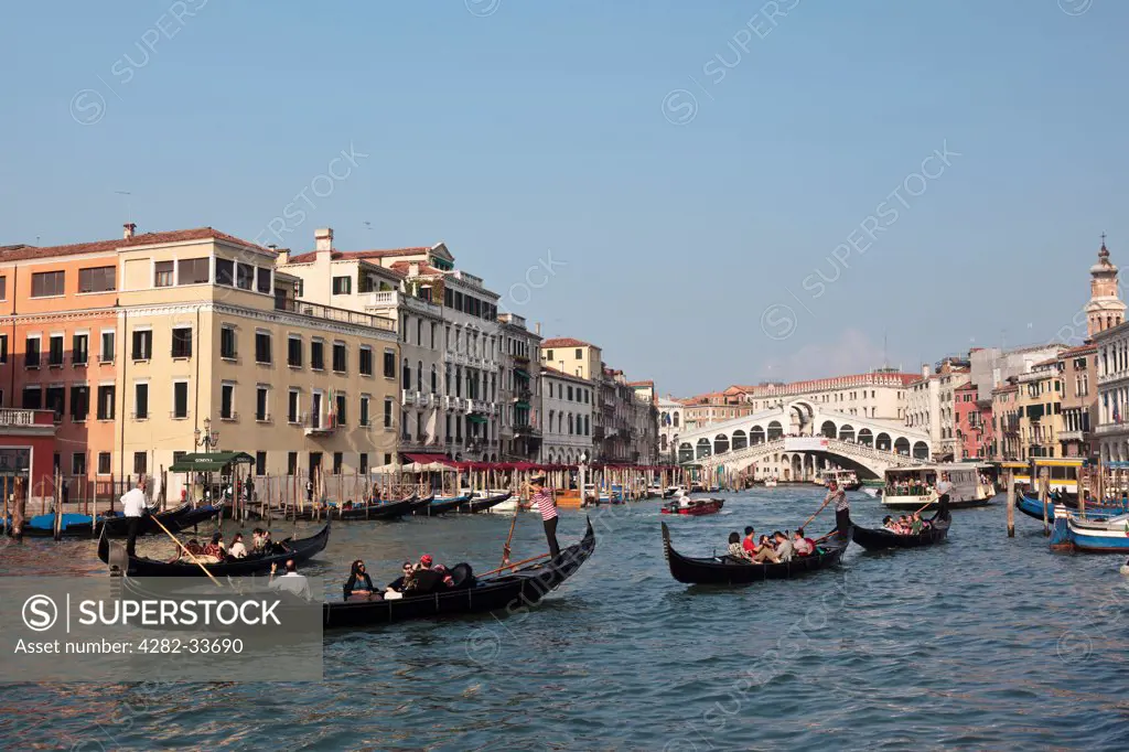 Italy, Venetto, Venice. Gondola trips along the Grand Canal in Venice.