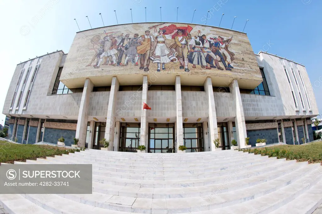 Albania, Tirana County, Tirana. The National Historical Museum in Tirana.