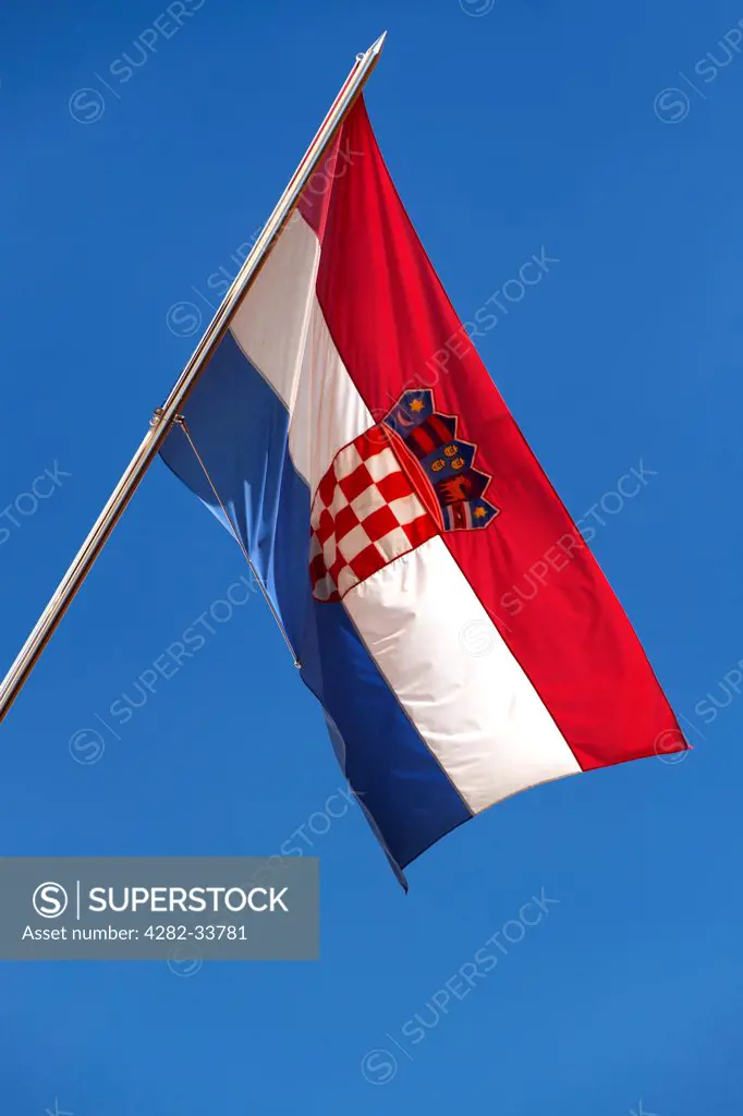 Croatia, City of Zagreb, Zagreb. The flag of Croatia.