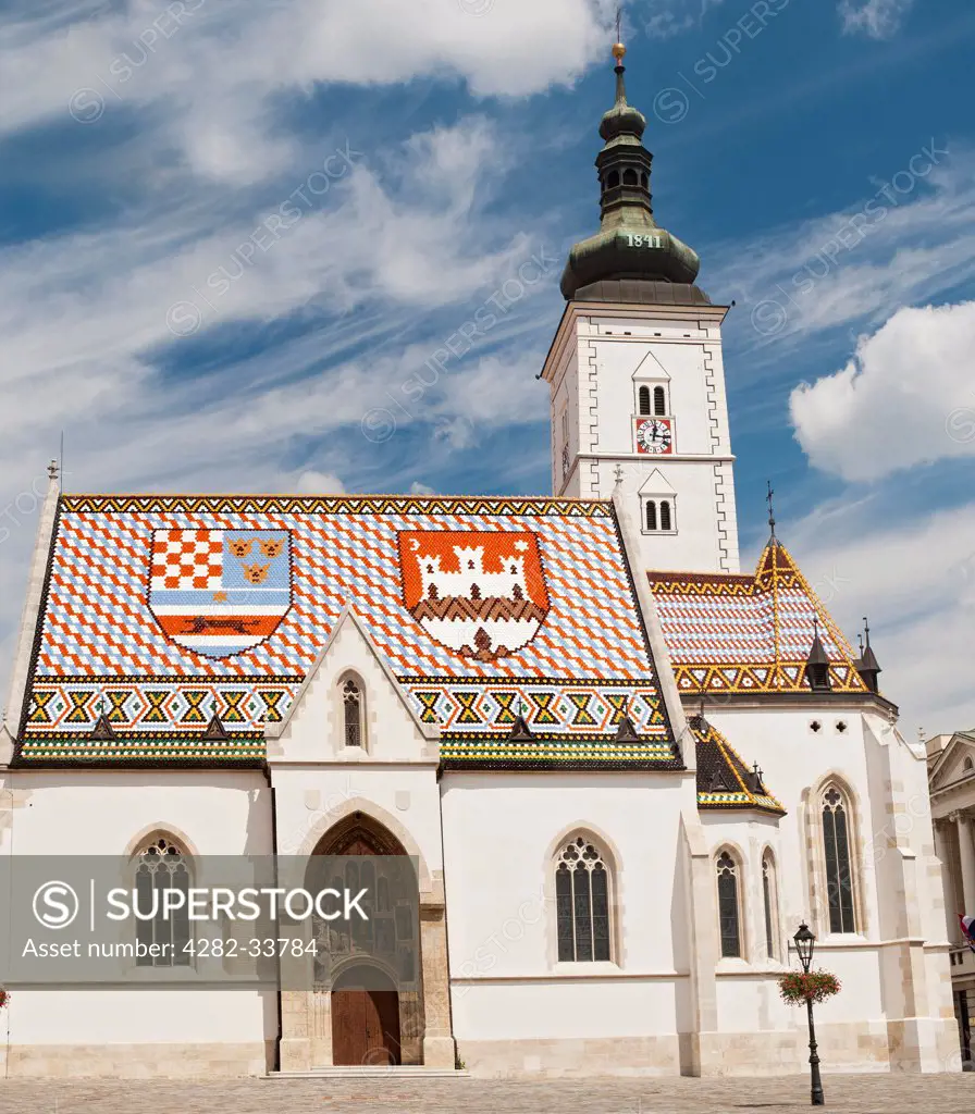 Croatia, City of Zagreb, Zagreb. St Marks Church in Zagreb.