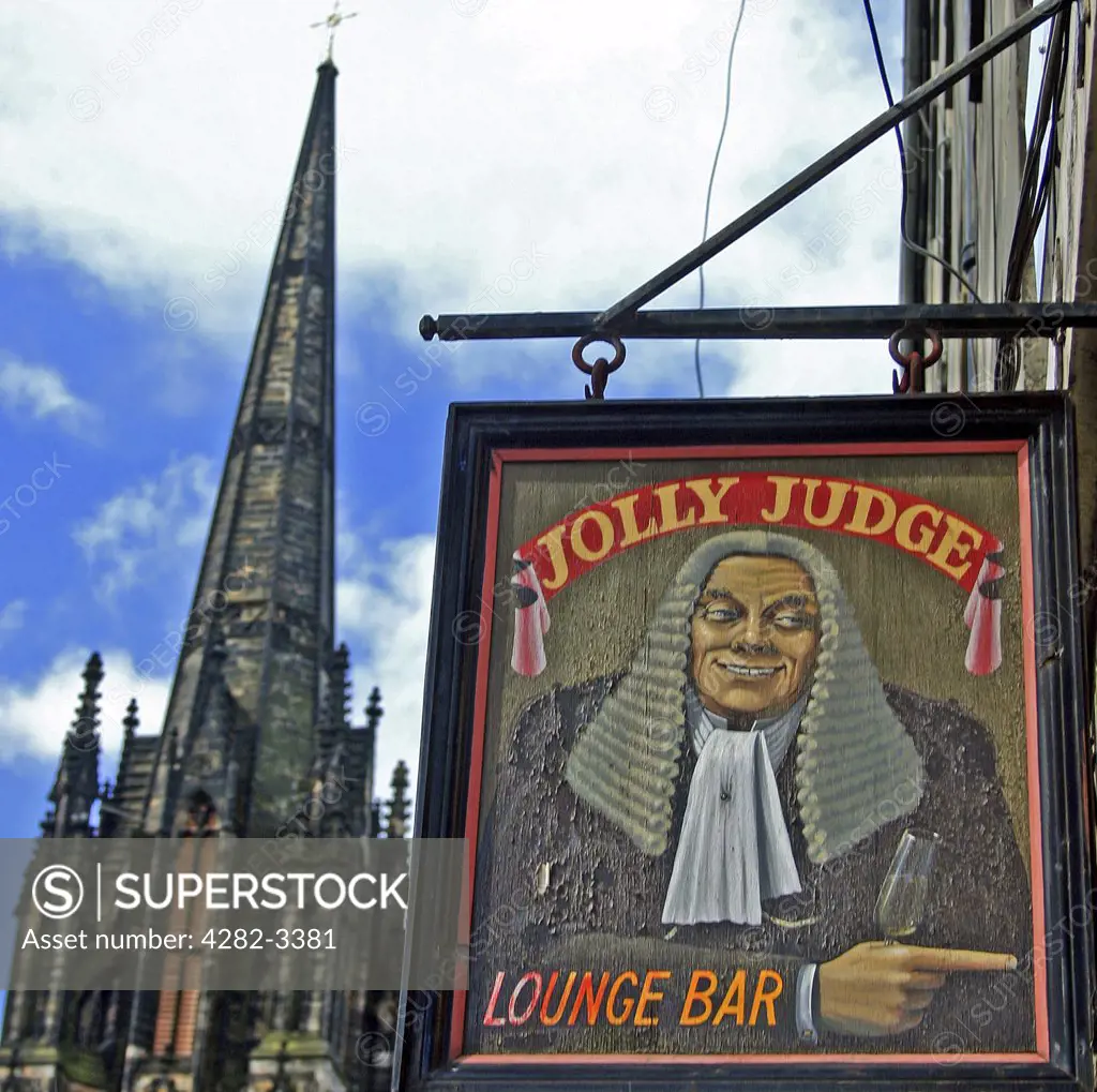 Scotland, Edinburgh, Edinburgh. Detail of an Edinburgh pub sign.