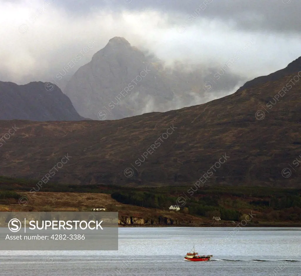 Scotland, Highland, Isle of Skye. Skye Cuillins from Loch Eishort.