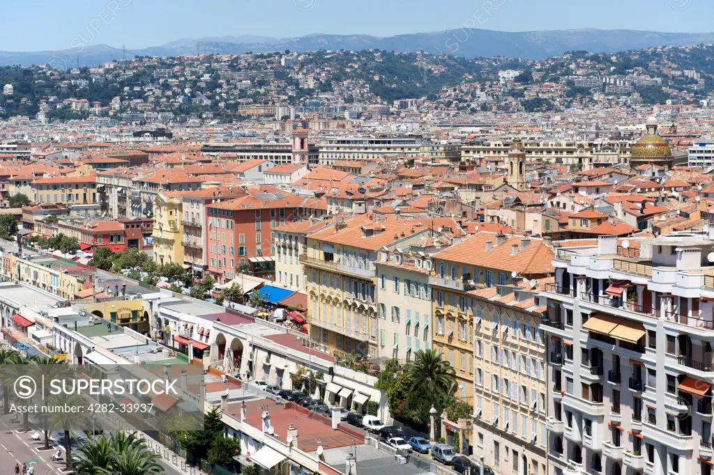 France, Provence Alpes Cote dAzur , Nice. Looking across the crowded city of Nice.