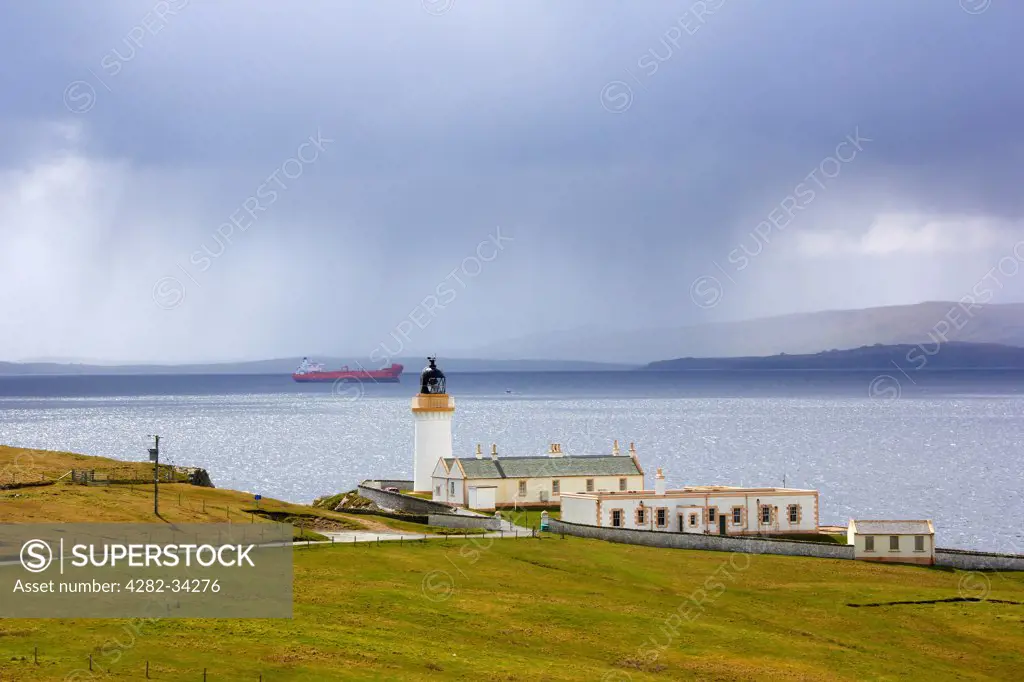 Scotland, Shetland Islands, Kirkabister. Kirkabister Lighthouse in Bressay.