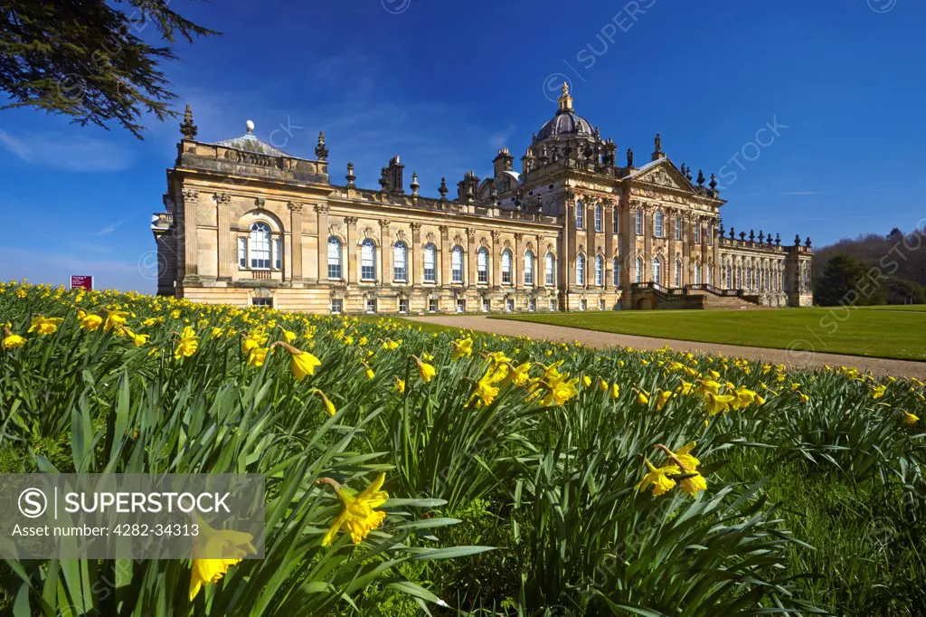England, North Yorkshire, Castle Howard. A view of Castle Howard.