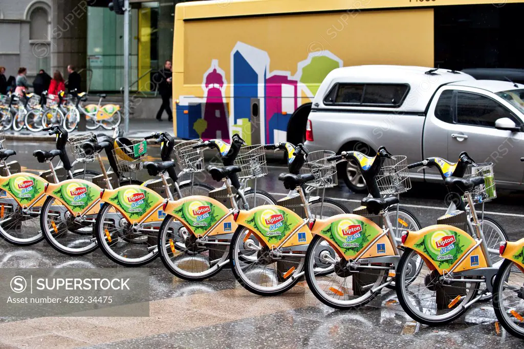 Australia, Queensland, Brisbane. Brisbane CityCycle Bike Hire.