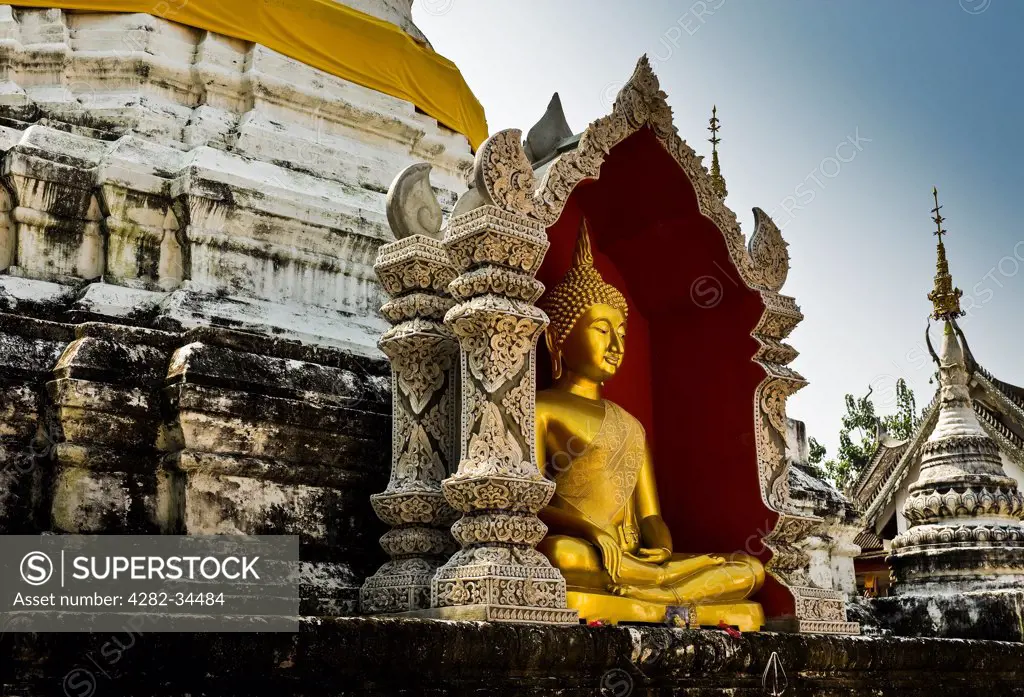 Thailand, Northern Thailand, Chiang Mai Wat Buppharam. A Buddha at Wat Buppharam in Chiang Mai.