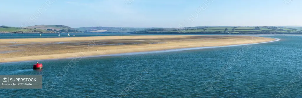 England, Cornwall, Padstow. The River Camel Estuary at Padstow in Cornwall.