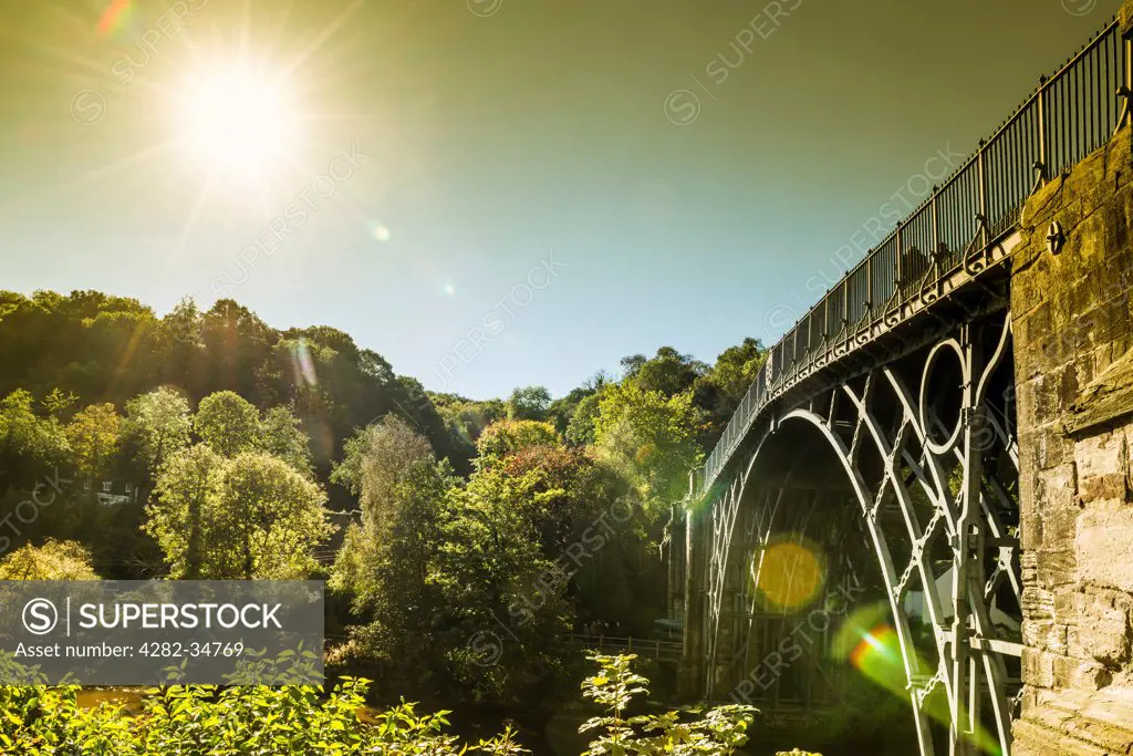 England, Shropshire, Ironbridge. The Iron Bridge in Ironbridge.