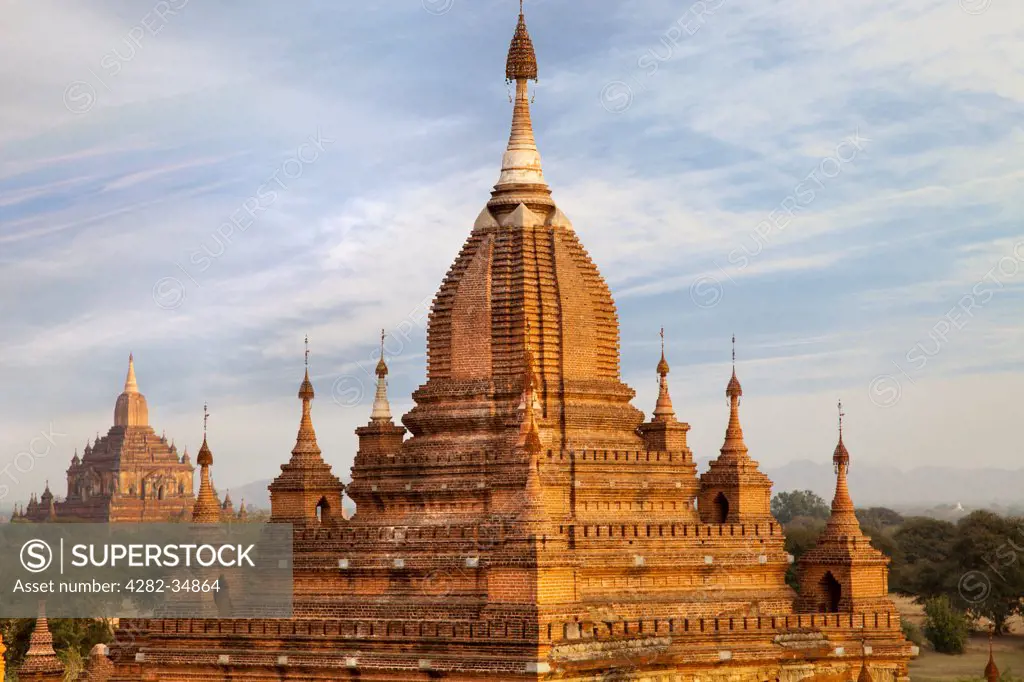 Myanmar, Mandalay, Bagan. The Temples and Pagodas of Bagan in Myanmar in early morning.