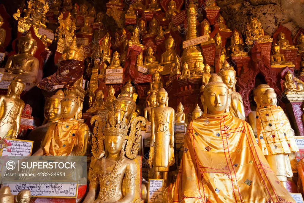 Myanmar, Shan, Pindaya. The fantastic Buddhist Caves at Pindaya in Myanmar.