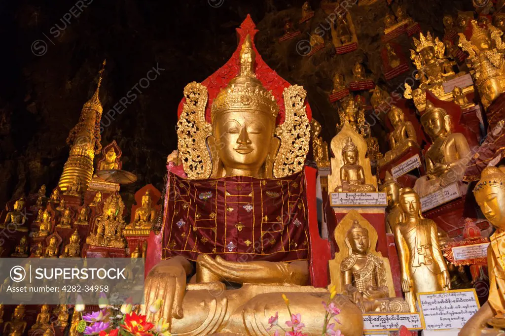 Myanmar, Shan, Pindaya. The fantastic Buddhist Caves at Pindaya in Myanmar.