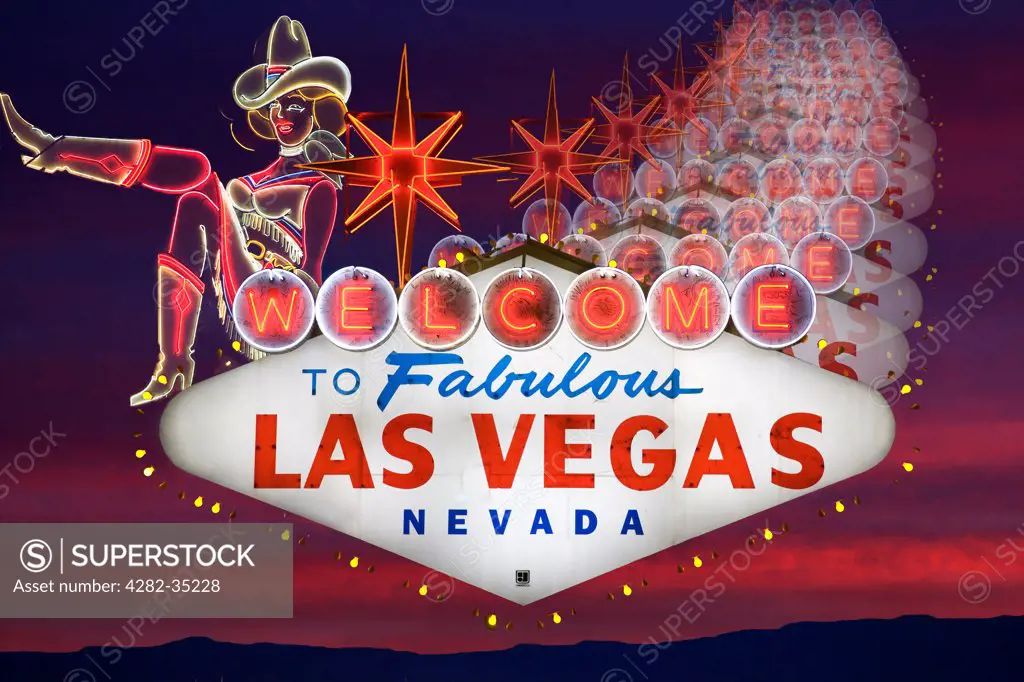 USA, Nevada, Las Vegas. The famous Welcome to Fabulous Las Vegas sign.