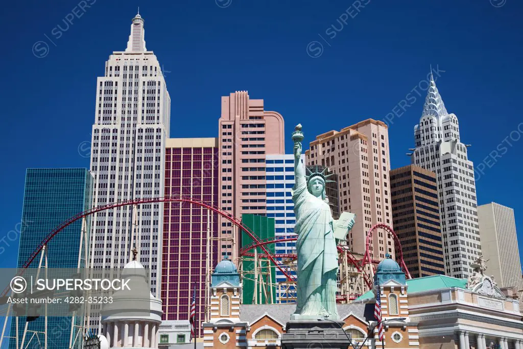 USA, Nevada, Las Vegas. A replica Manhattan skyline in Las Vegas.