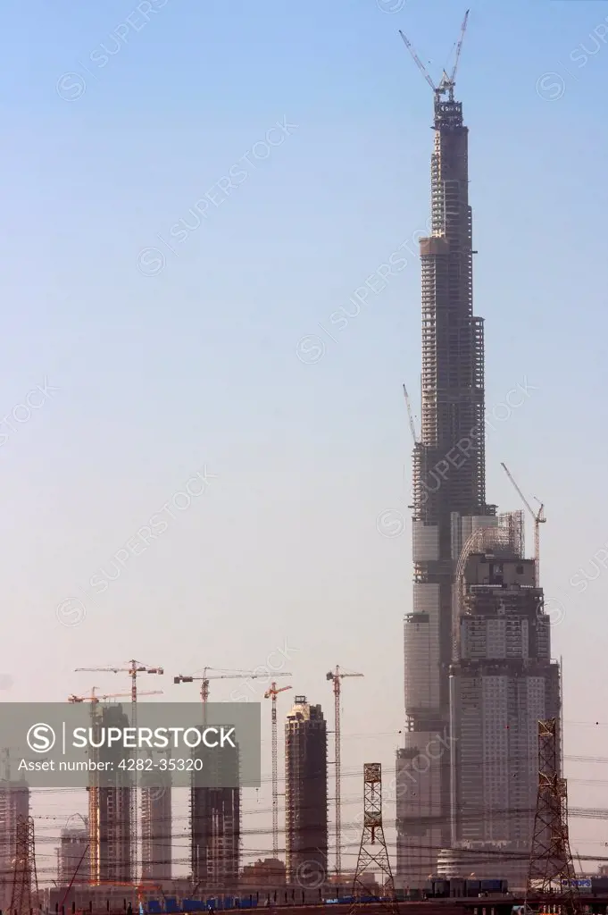 United Arab Emirates, Dubai, Dubai. The Burj Dubai Tower under construction