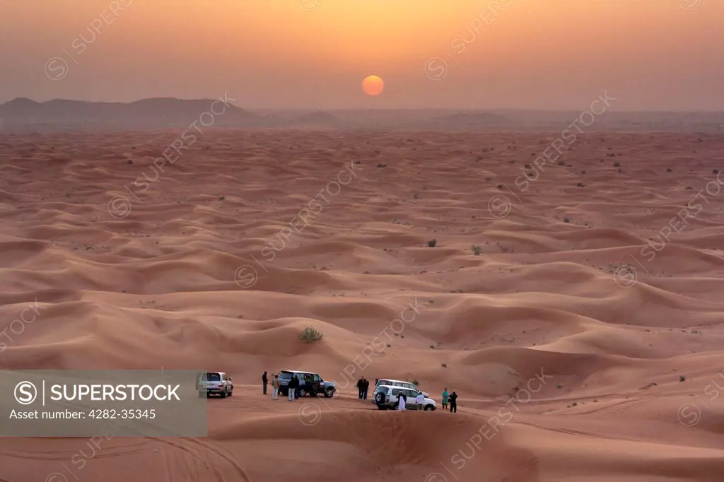 United Arab Emirates, Dubai, Dubai Desert. Dune bashing in the Dubai desert.