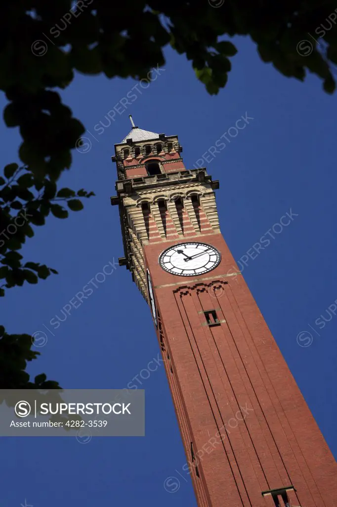 England, West Midlands, Birmingham. The University of Birmingham Clock Tower, which can be seen for miles across the city of Birmingham. Birmingham University was founded in 1900.