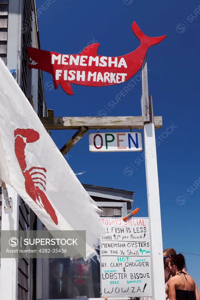 USA, Massachusetts, Martha's Vineyard. Lobster shack at Menemsha fish market.