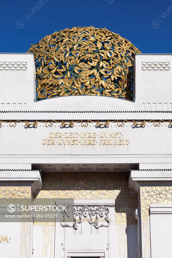 Austria, Lower Austria and Burgenland, Vienna. Entrance facade of the Secession building in Vienna.
