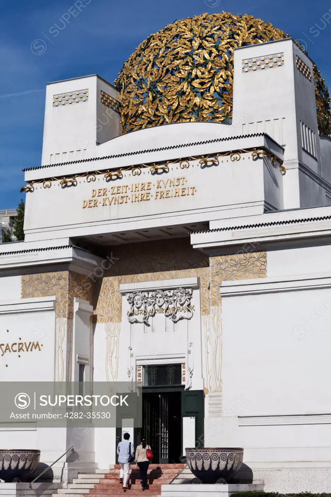 Austria, Lower Austria and Burgenland, Vienna. Main entrance of the Secession building in Vienna.