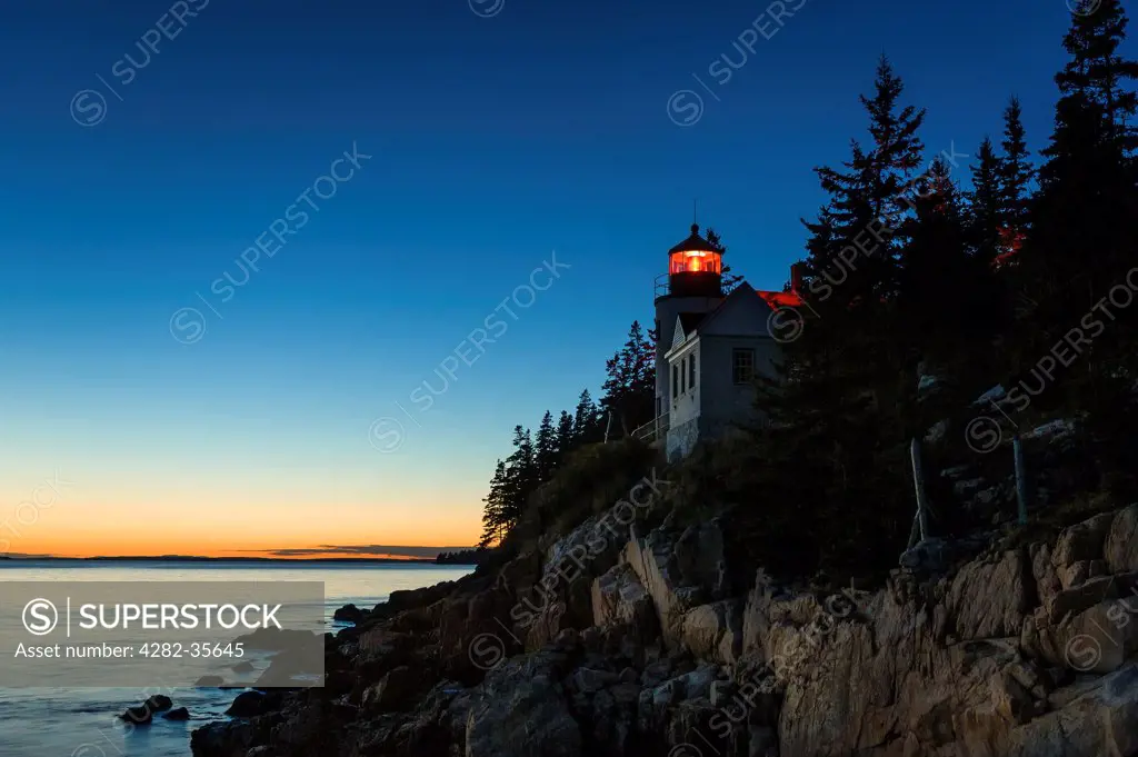 USA, Maine, Acadia National Park. The Bass Harbour Lighthouse in Acadia National Park.