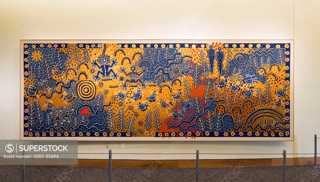 USA, District of Columbia, Washington DC. Creation Story by Harry Fonseca at The National Museum of the American Indian in Washington DC.