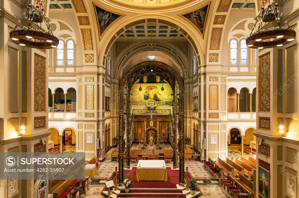 USA, District of Columbia, Washington DC. The Memorial Church of the Holy Sepulchre at the Franciscan Monastery of the Holy Land in America in Washington DC.