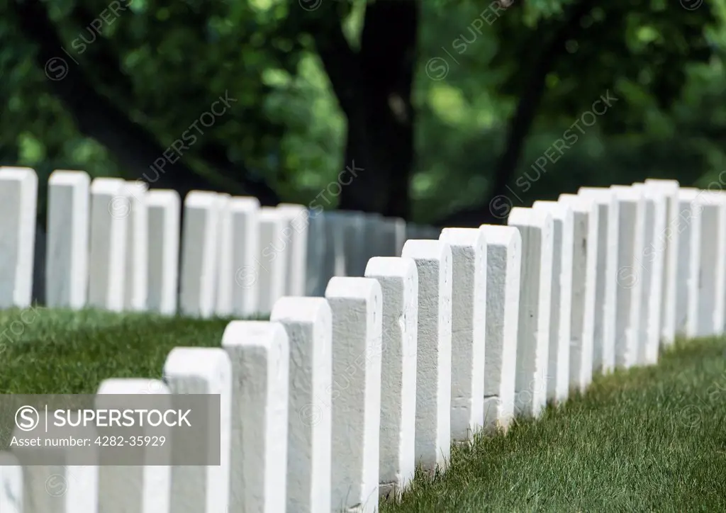 USA, District of Columbia, Washington DC. Graves in Arlington Cemetery.