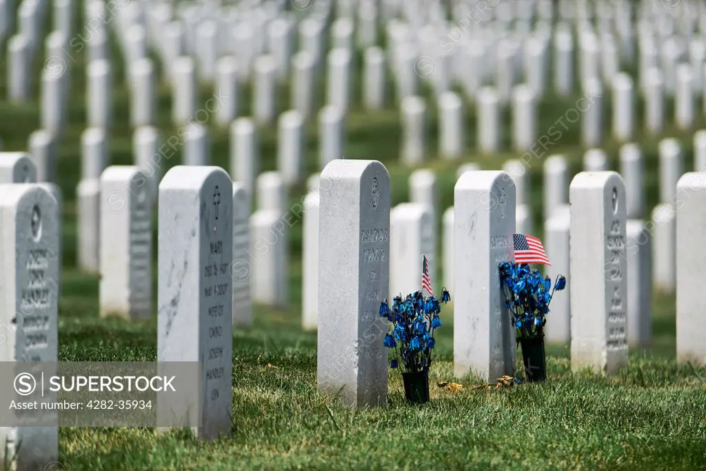 USA, Virginia, Arlington. Graves in Arlington Cemetery.