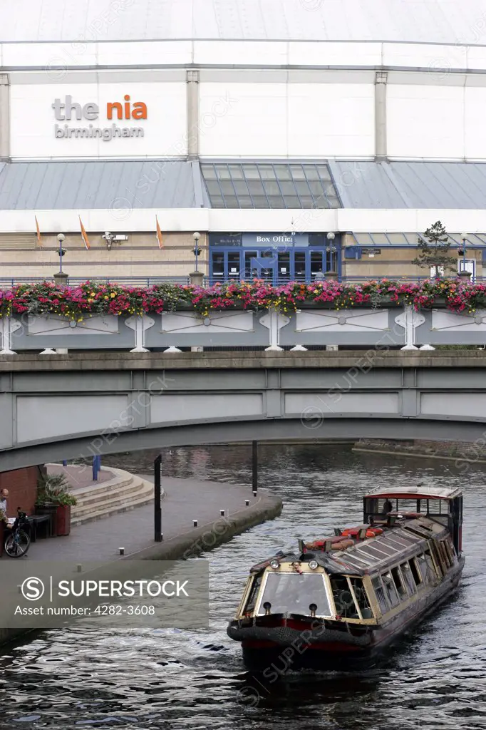 England, West Midlands, Birmingham. The Worcester and Birmingham Canal and the National Indoor Arena.
