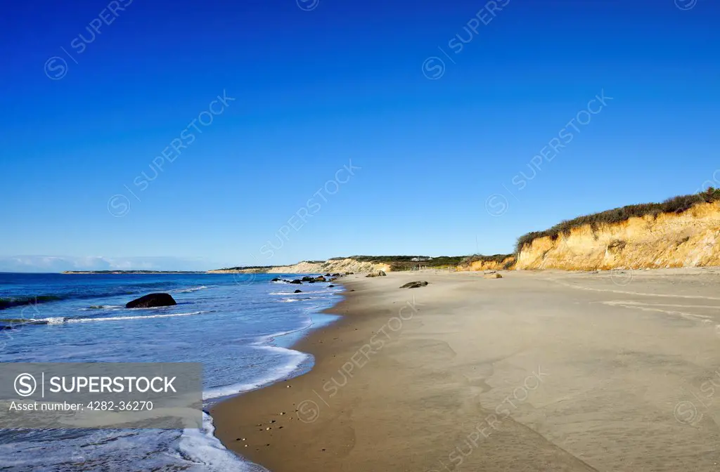 USA, Massachusetts, Marthas Vineyard. A view along Lucy Vincent Beach in Chilmark.