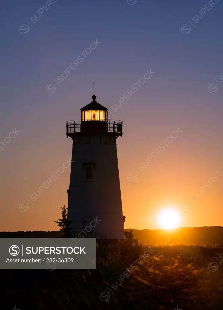 USA, Massachusetts, Marthas Vineyard. Edgartown Lighthouse in Marthas Vineyard at sunrise.