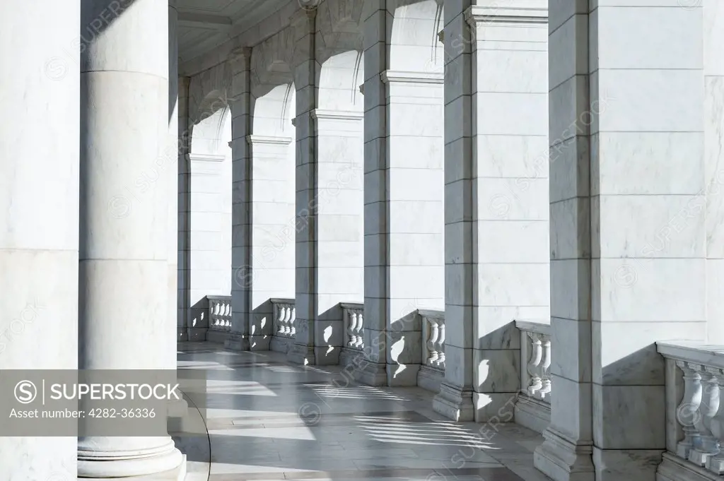 USA, Virginia, Arlington. An elegant granite portico.
