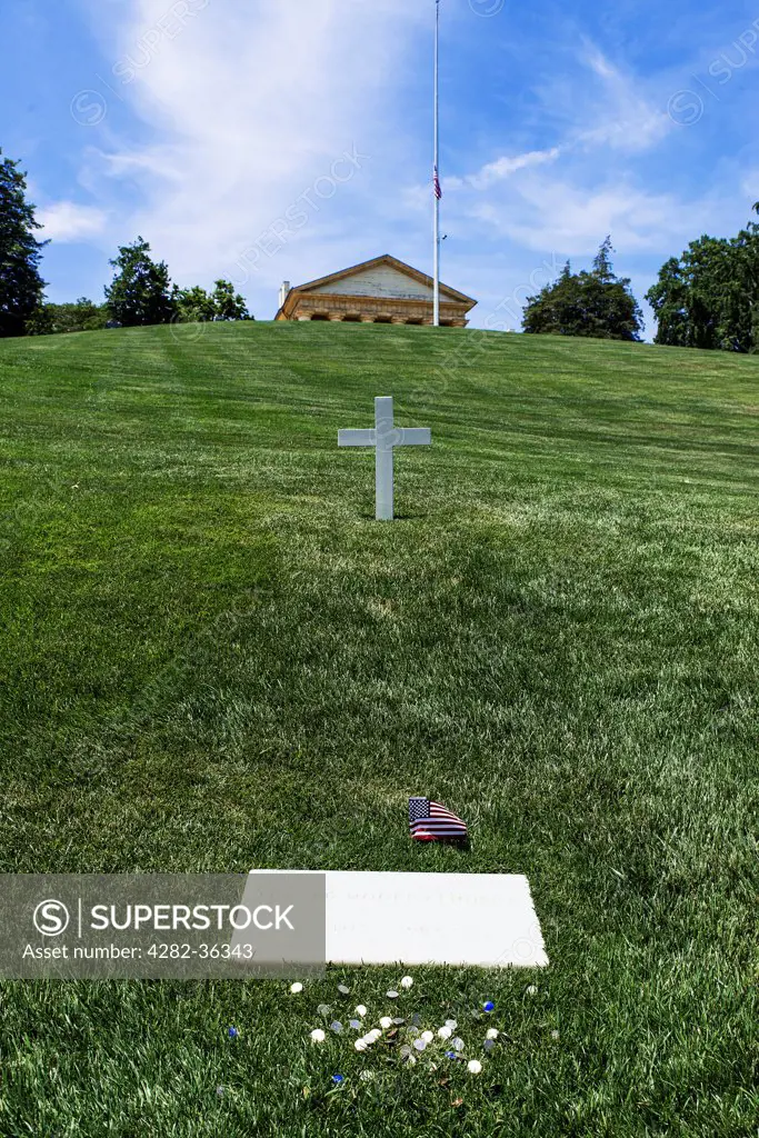 USA, Virginia, Arlington. The grave of Edward Moore Kennedy Grave in Arlington Cemetery.