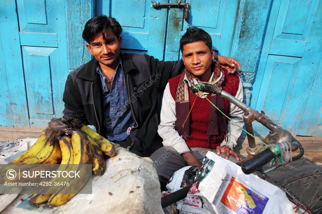 Nepal, Kathmandu, Kathmandu Metropolitan City. Banana sellers in Kathmandu.